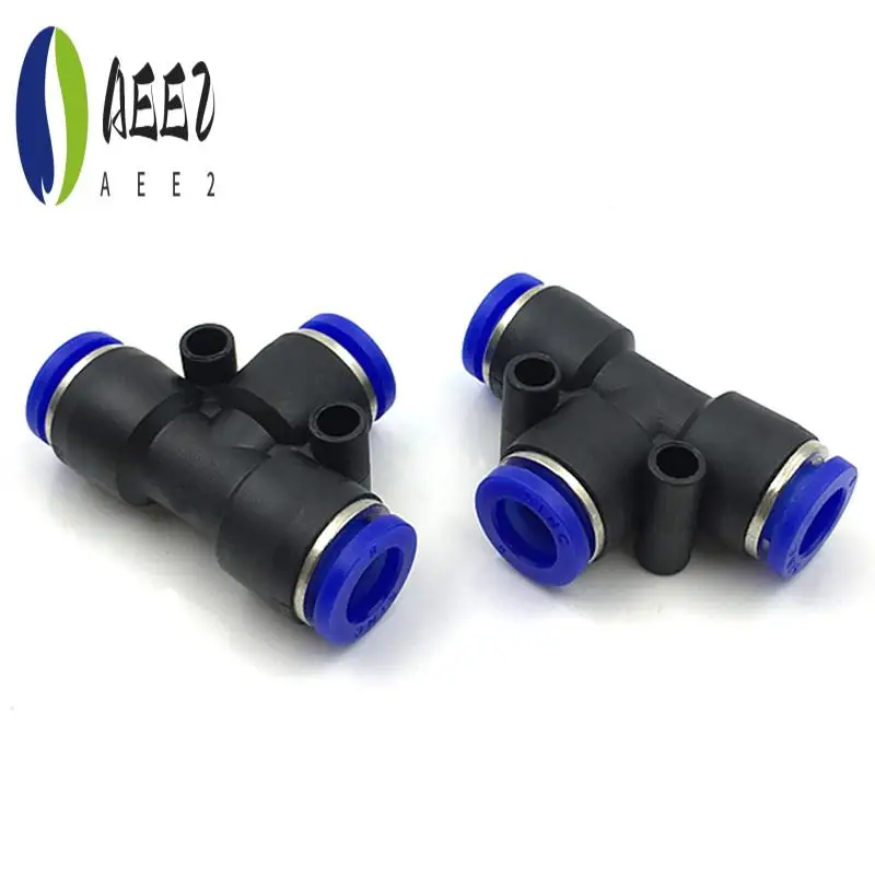 

AEE2-100Pcs PE Pneumatic Fittings Fitting Plastic T Type 3-Way For 4Mm 6Mm 8Mm 10Mm Tee Tube Quick Connector Lock