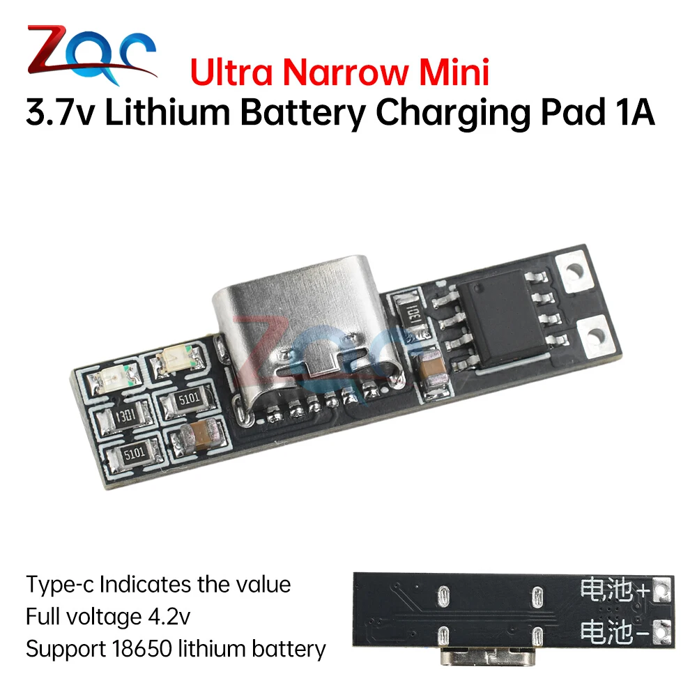 

DC 3.7V Ultra-Narrow and Ultra-Small Charging Module Li-ion Battery Charging Board 1A 4.2V Charger Module Type-C Interface