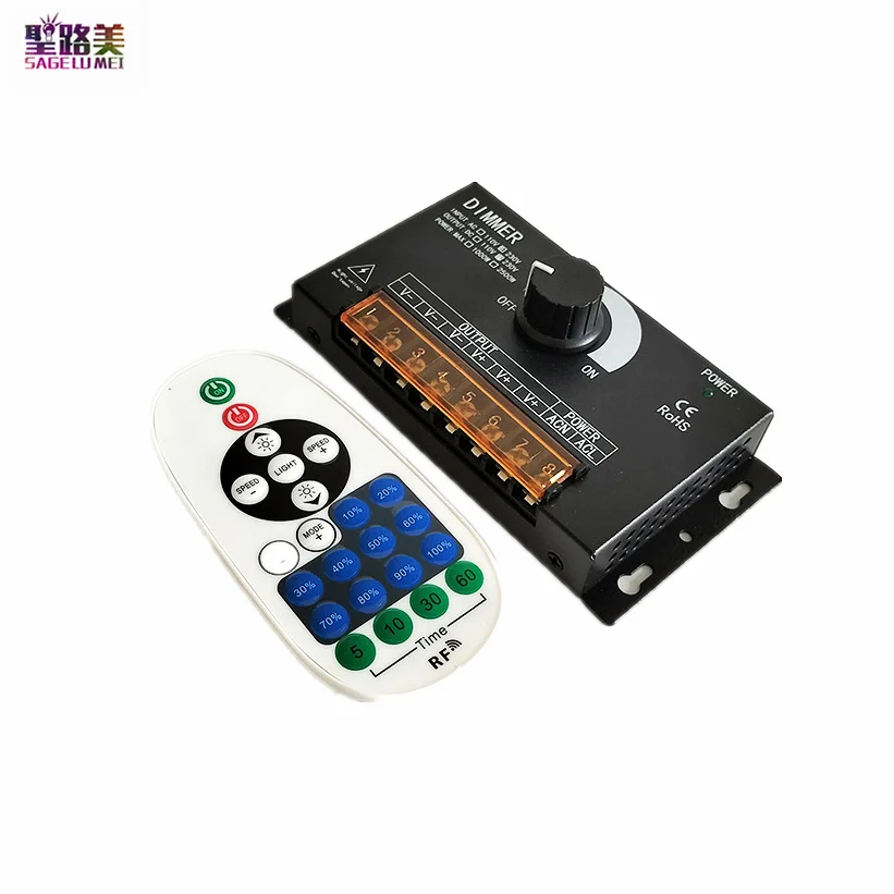 

AC110V 1000W or AC220V 2500W High Voltage LED Dimmer With Remote Knob Controller For SMD 5050 2835 3528 Single Color Strip Light