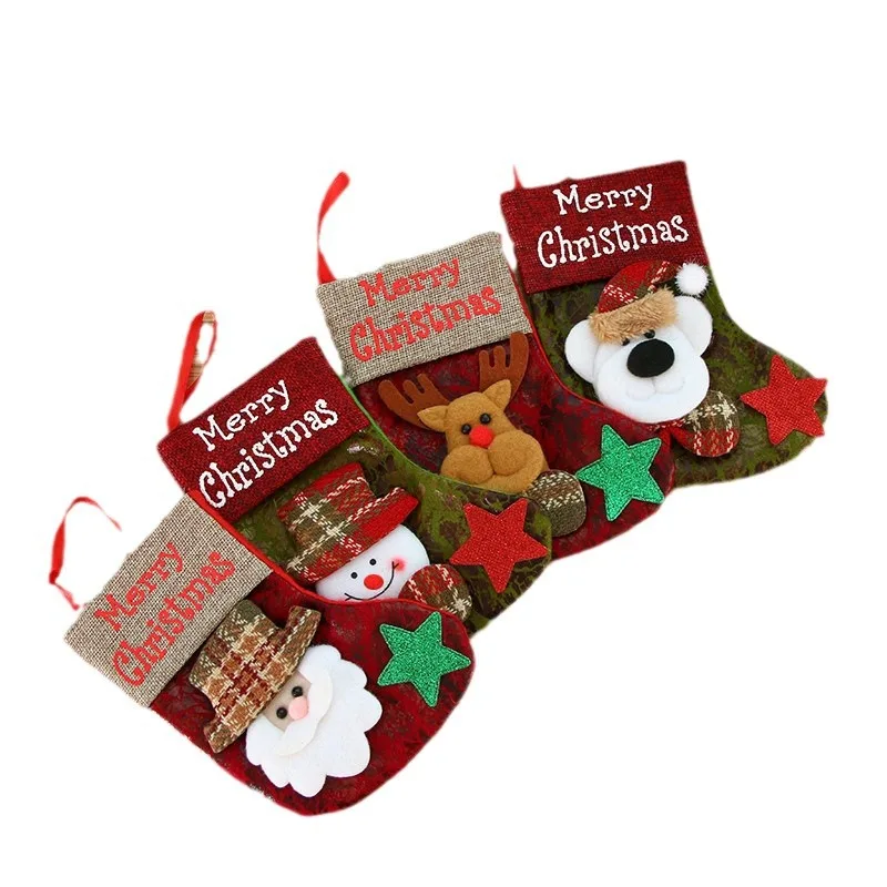 Christmas Retro Christmas Socks Decorations Holiday Children's  Christmas Tree Decorations Pendants Party Accessories