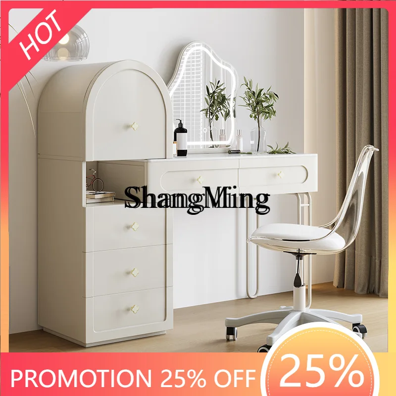 

SM Cream Style Slate Dresser Modern Minimalist Lacquered Retractable Creative Storage Makeup Table