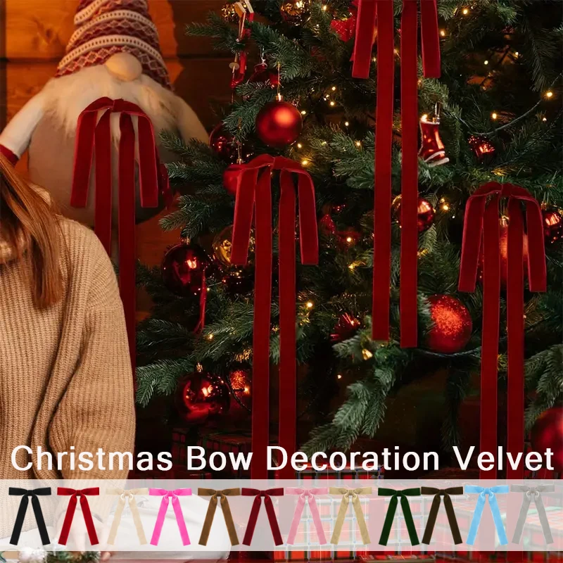 

6pcs Red Velvet Christmas Tree Bows- Festive Ribbon Gift Bows for Holiday Wreaths, Perfect for Christmas/New Year Celebrations