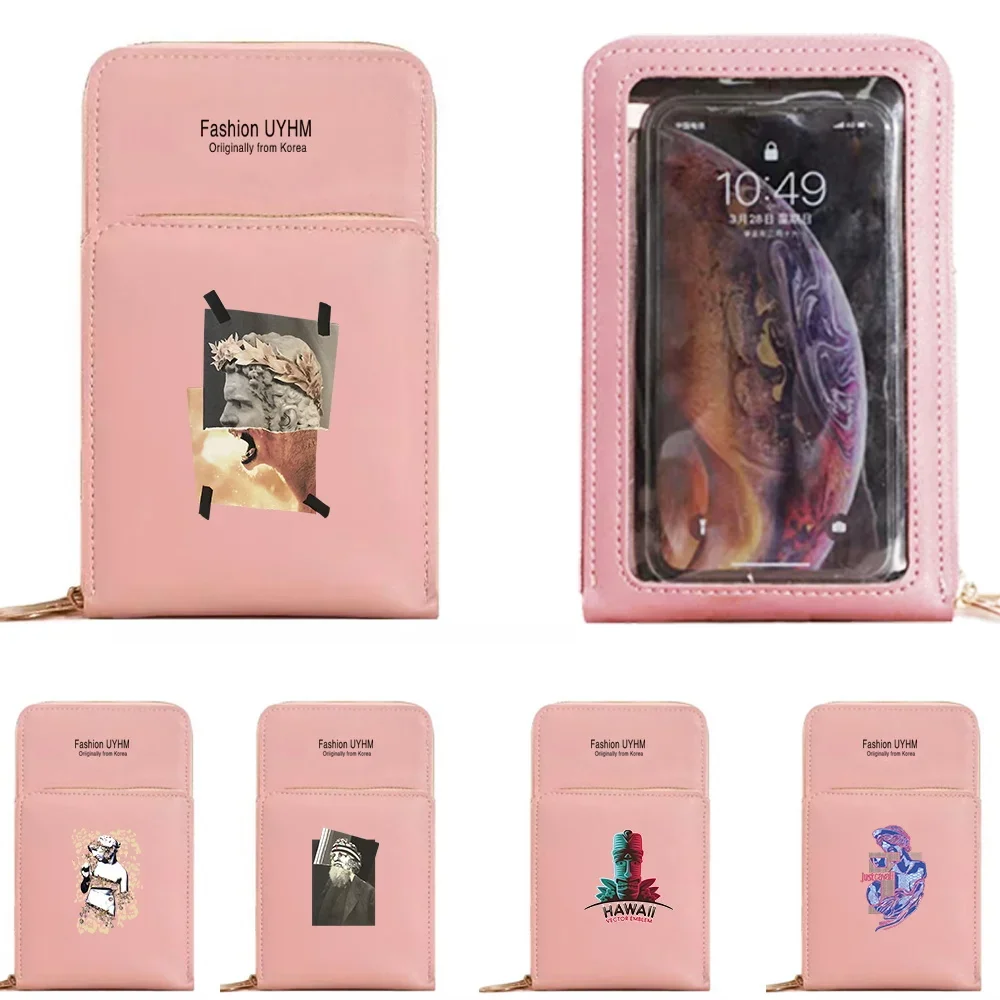 Shoulder Bags Touch Screen Phone Bag For Women Case Card Organizer Luxury Bag Cell Phone Purse Messenger Pouch Sculpture Pattern