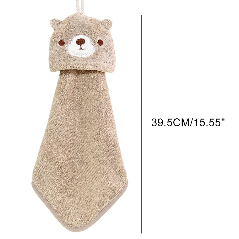 1PC Cartoon Hanging Hand Towel Soft Coral Kitchen Towel Cute Kids Child baby Quick Dry Bathing Towel