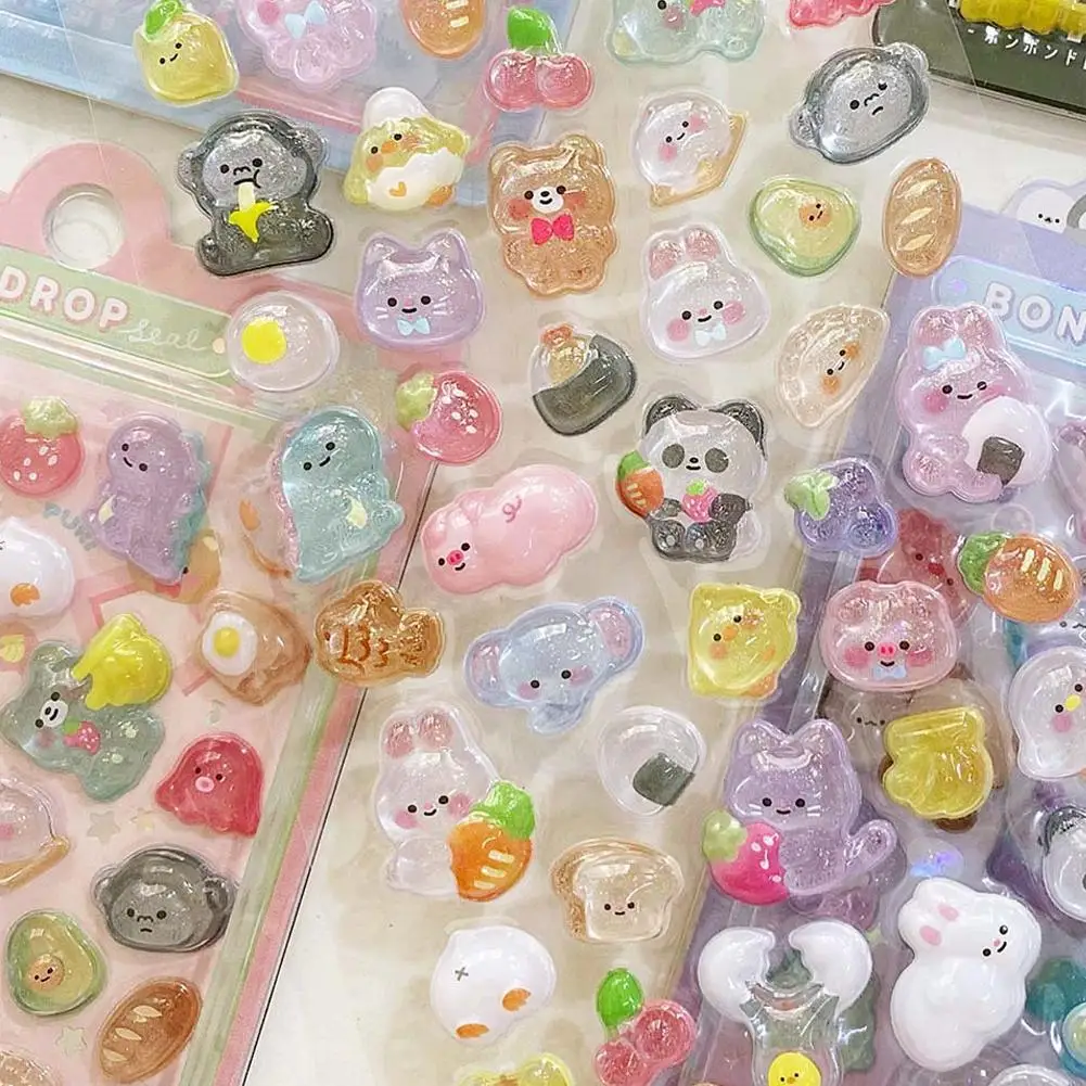 

1 шт. 3D-наклейки с мультяшными персонажами и эффектом бриллиантовой огранки, ПВХ-наклейки для скрапбукинга и декора канцелярских товаров - идеально подходят для DIY-проектов.