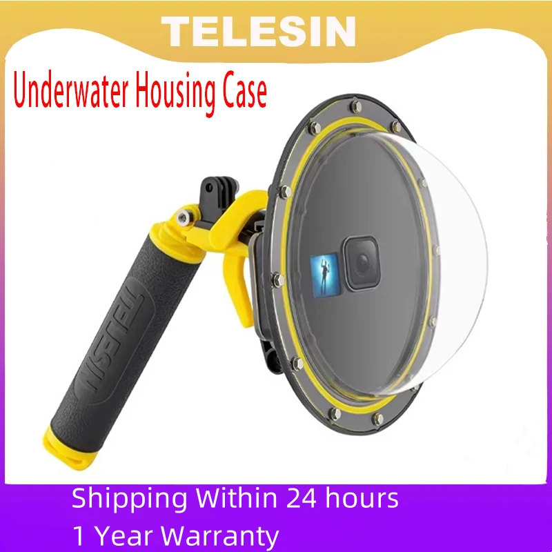 

TELESIN 30M Waterproof 6'' Dome Port Underwater Housing Case With Floating Handle Trigger For GoPro Hero 13 12 11 10 9 8
