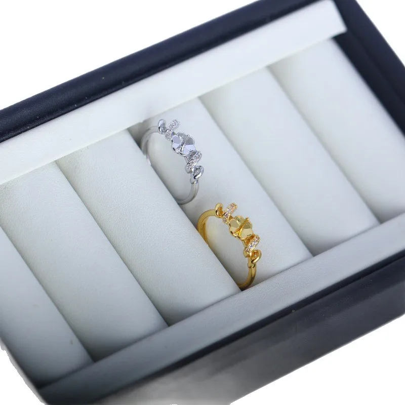 DIY Pearl Accessories New Copper Gold-plated Full Zirconium Noble Ribbon Irregular Ring Empty Holder Exquisite and Versatile
