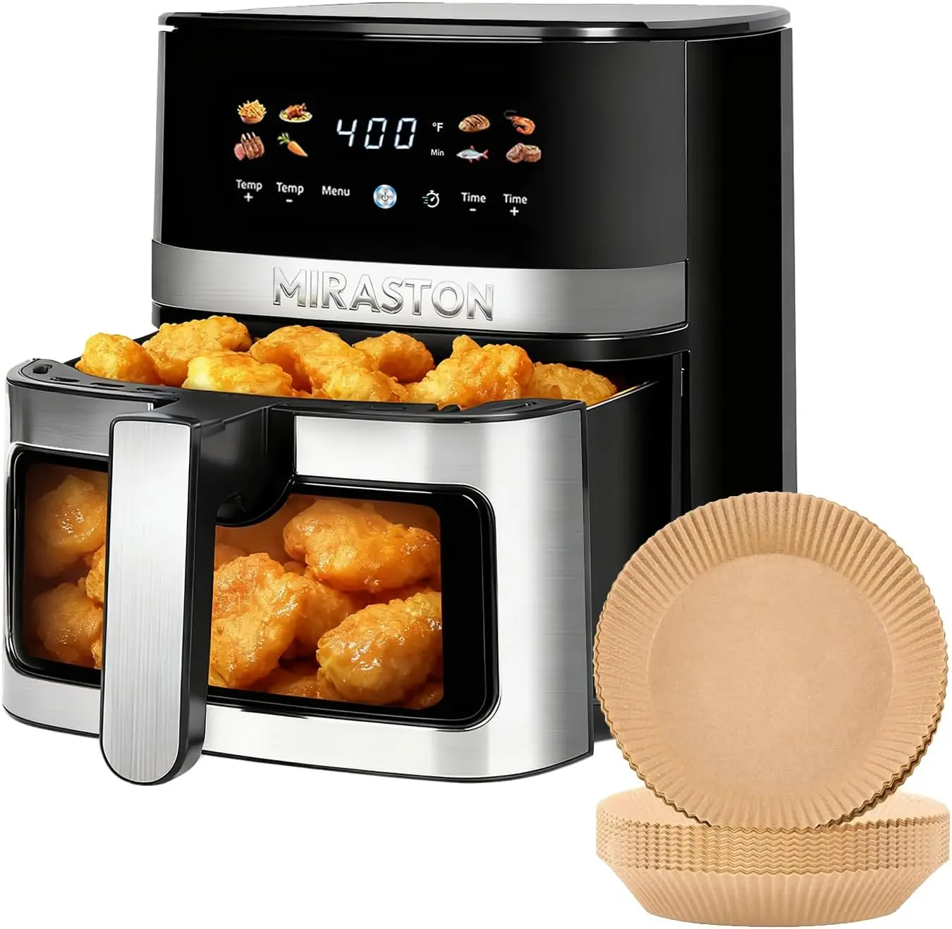

5.8QT Digital Air Fryer with Viewable Window, Adjustable Temp & Timer, Large Square Basket for Family