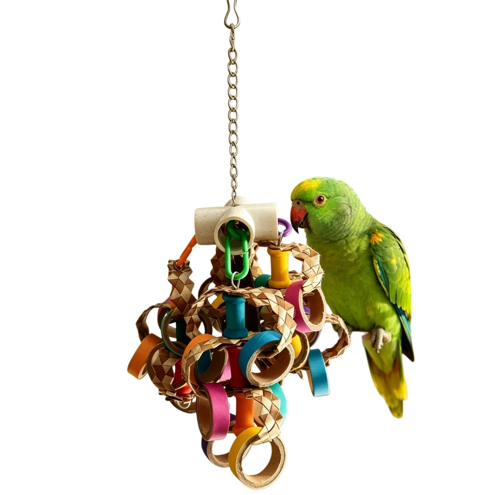 

Parrot Foraging Shredding Toy Stress Relief Hanging Chew Interactive Enrichment Toy for Birds Small Medium Parrot Cage Supplies