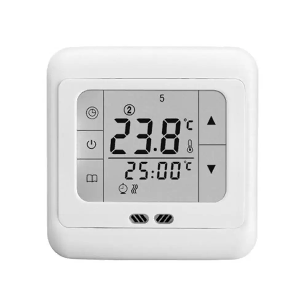Digital Thermostat Temperature Controller Programmable Indoor 8.6x8.6x3.7cm White PC ABS Touch Screen Weekly Heating