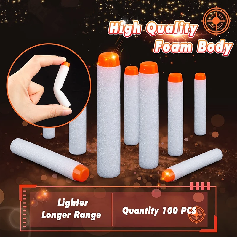 1000 Uds repuesto de dardos para Nerf N Strike Elite 2,0 Series Glow at The Dark Bullets Pack: Compatible con todos los Elite Blasters blanco