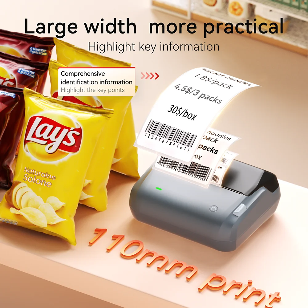 2 Rolls Large Size NiiMbot B3S/B31/B4 Thermal Adhesive Label Tag Barcode Food/Clothing Labels Sticker for Supermarket Retail
