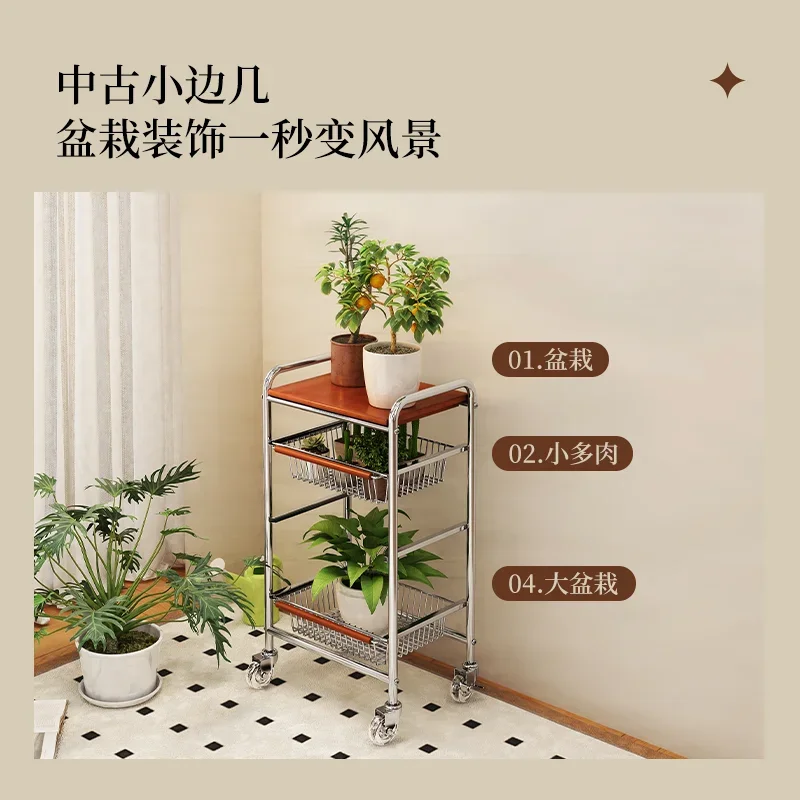 Flower shelf living room floor-to-ceiling shelf balcony plant shelf solid wood multi-layer