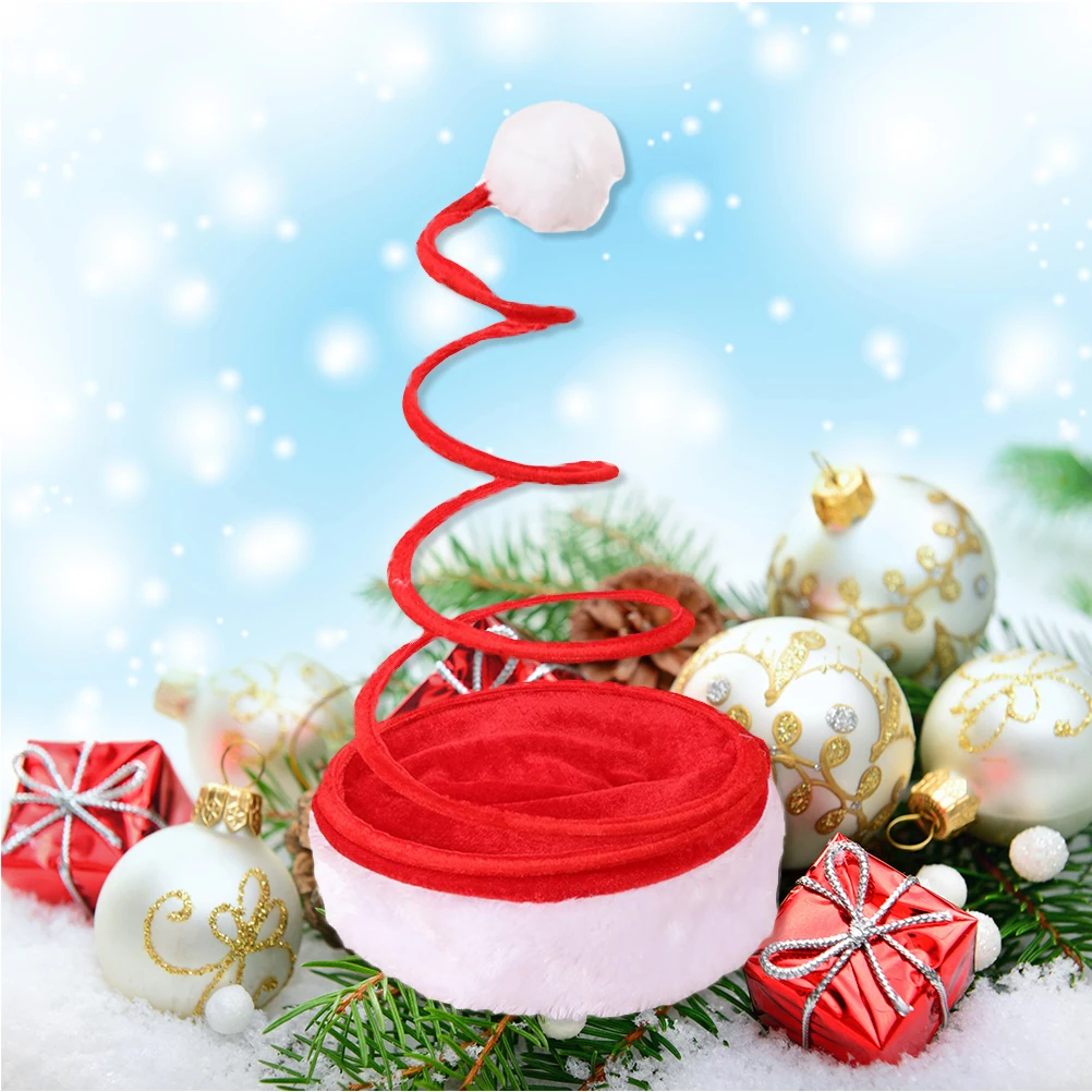 

2 pcs Christmas Hat Red Brim Ball Cloth Comfortable One Size Fits Men Women Party Favors Photo Props Santa