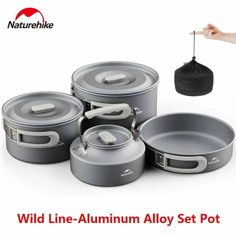 Naturehike Aluminum Alloy Tableware Pot Frying Pan Kettle Outdoor Folding Portable Cookware Picnic Suitable Camping Equipment