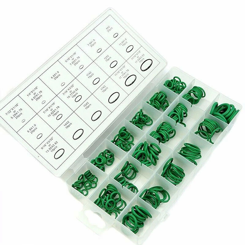 Rubber 270pcs Set Car Air Conditioning Refrigerant A/C Trim Repair O-Ring Seal Rubber Green 18 Sizes