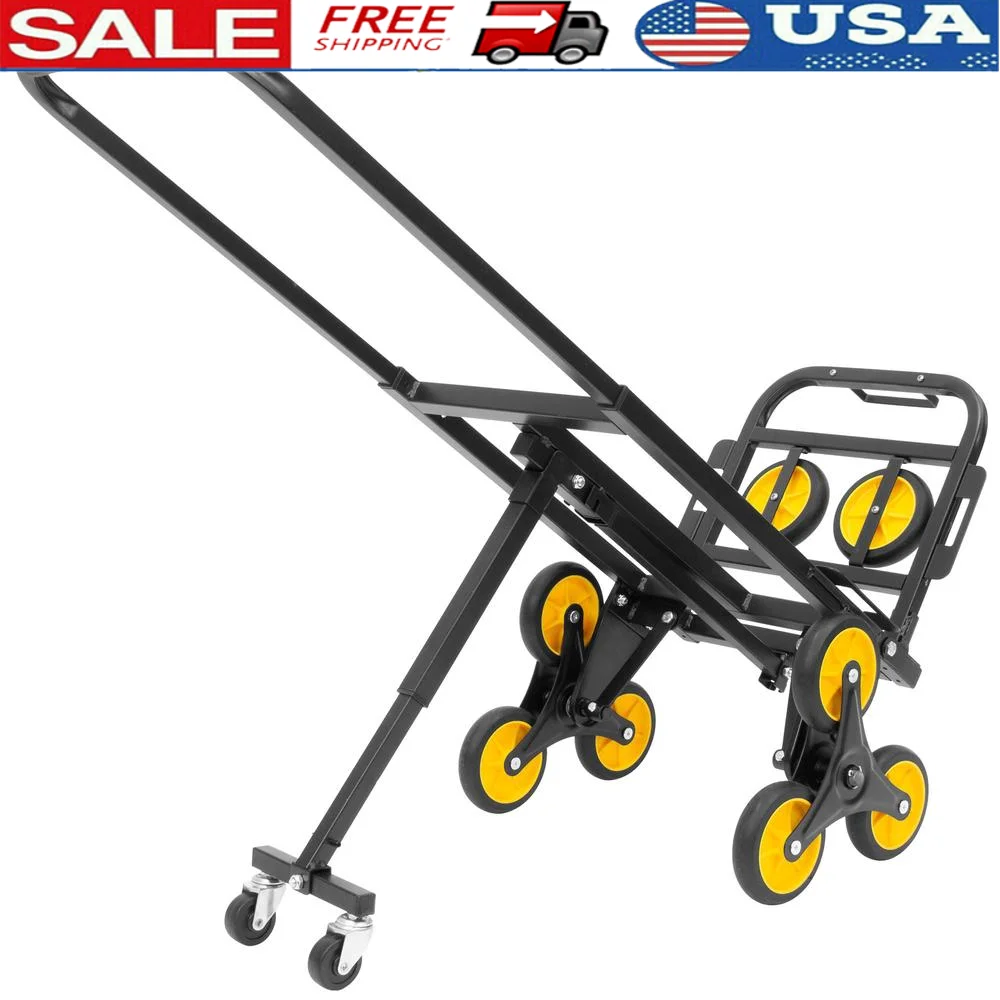 Stair Climbing Cart 3-Wheel Dolly 330lbs Capacity Portable Hand Truck Heavy Items Up and Down Steps Efficiently Foldable Move