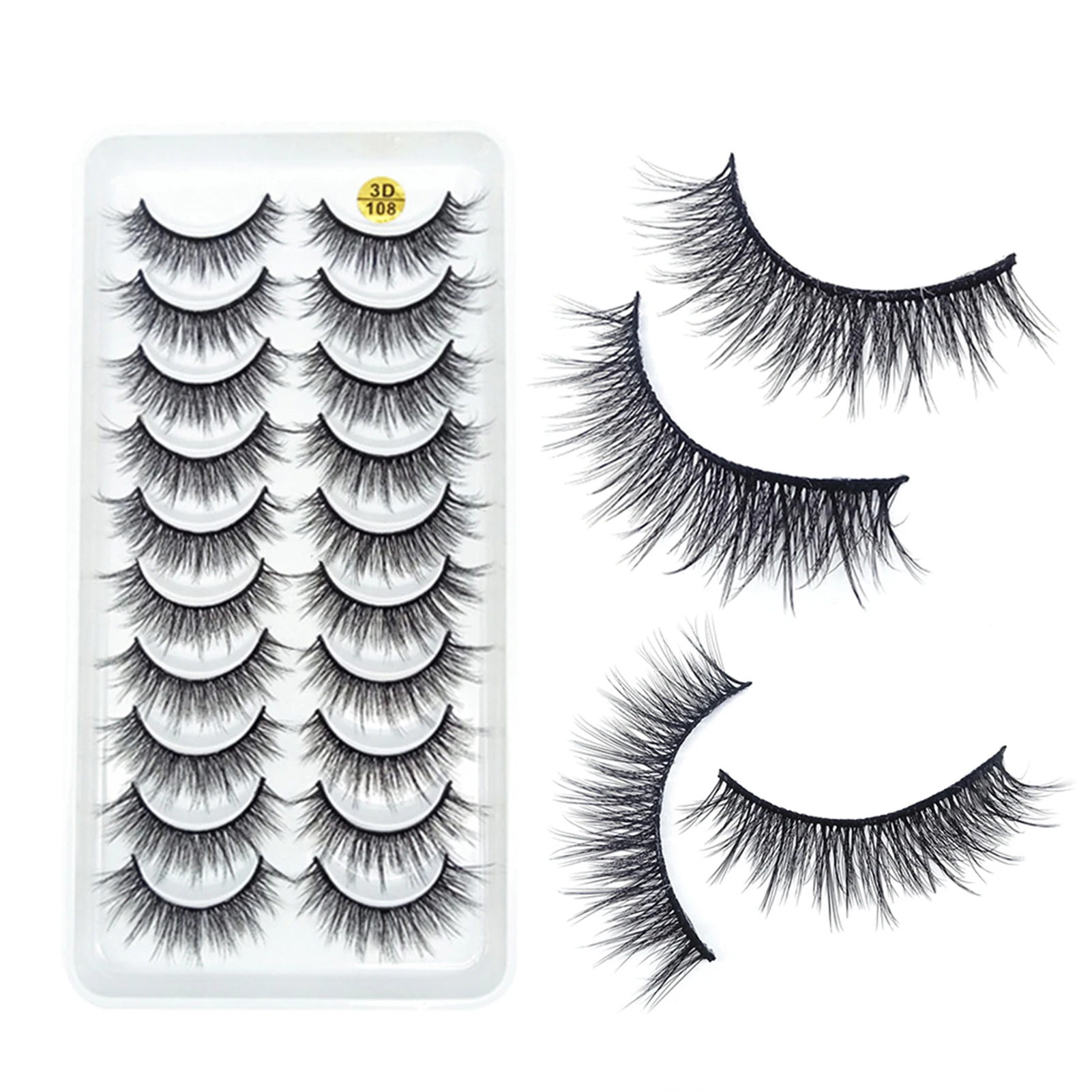 10 Pairs strips lashes 3D Beautiful Eyelashes Long Thick Volume Fake eyelash extenstions for Party Cosplay Masquerade
