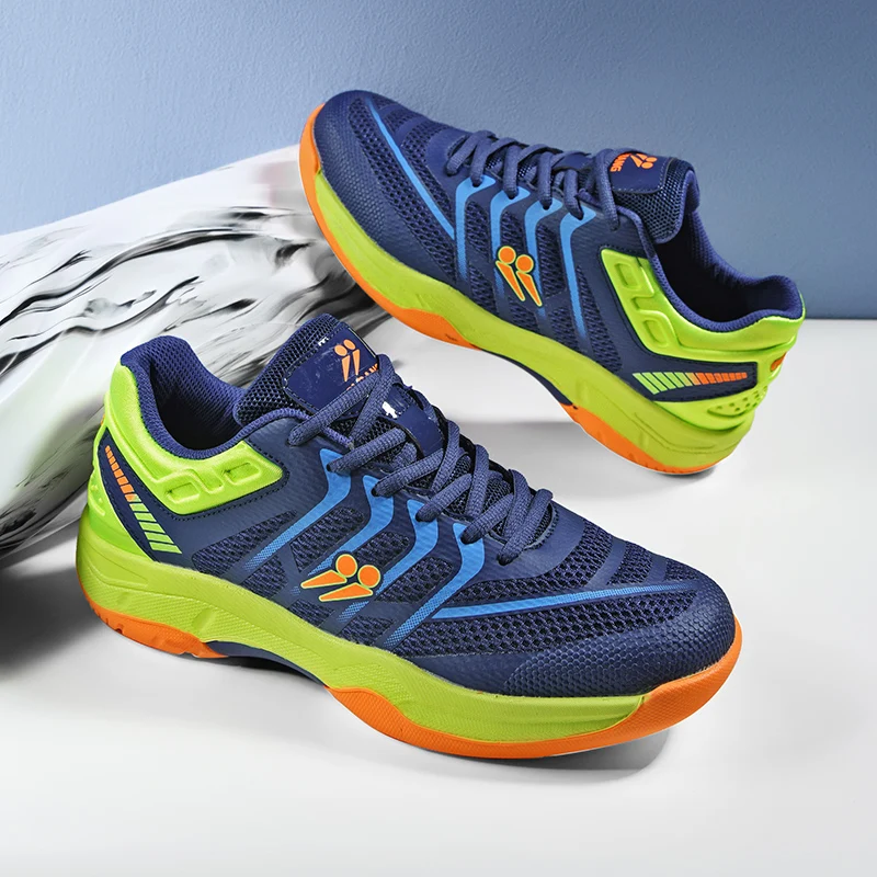 

Men Women Knit Badminton Shoes Breathable Tennis Training Shoes Outdoor Cushioned Athletic Shoes Non-slip Ping-pong Sneakers New