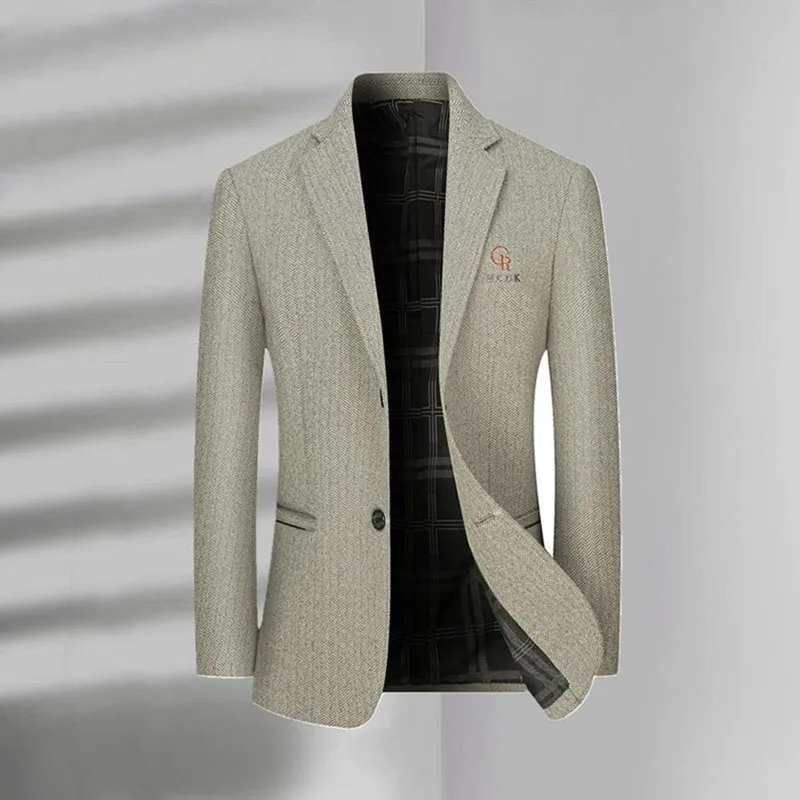 

2026 New Men's Wool Blazer High Quality Business Casual Suit Jacket Luxury Business Light Luxury Outerwear