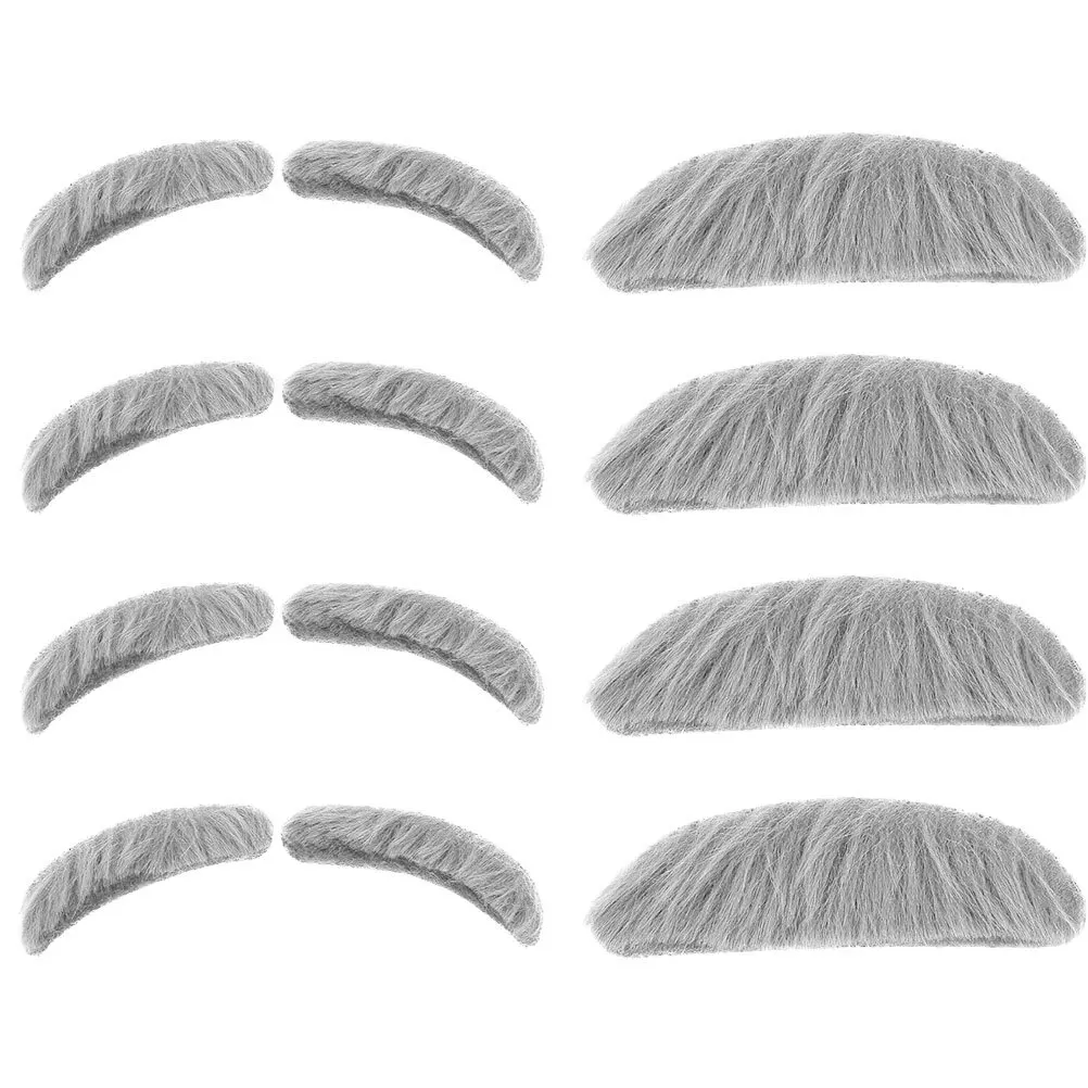 

4Sets Fake Eyebrow Mustache Premium Self-Adhesive Props Realistic Appearance for Halloween Carnival Cosplay Party Costume Dress