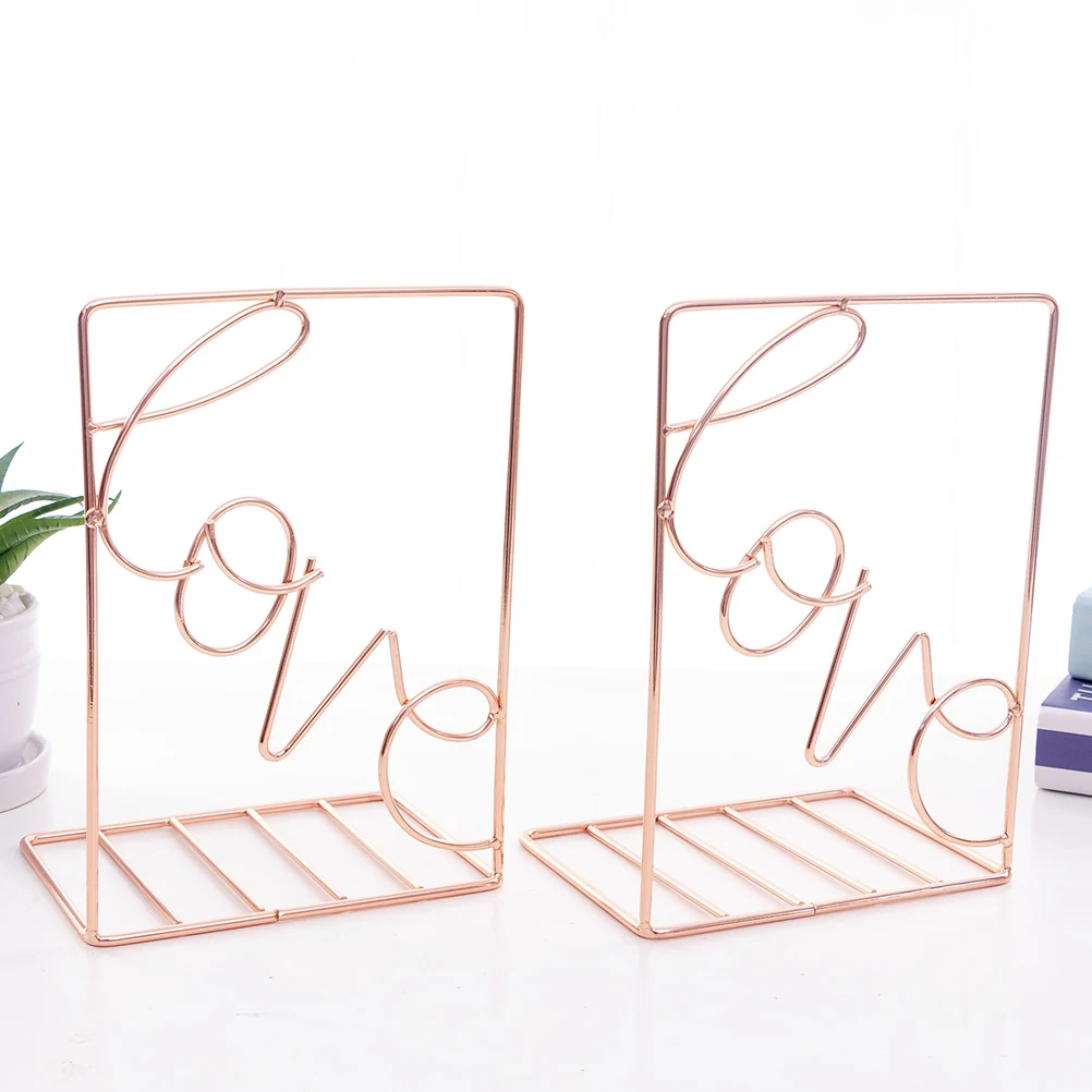 

Creative Love Shaped Iron Bookends For Shelves Nonskid Book Supports Magazines Rack Stationery Study Room Office Home Library