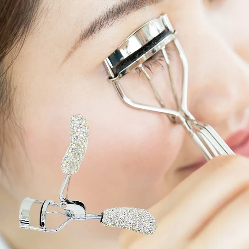 Bling Rhinestone Eyelashes Curler Tweezer Protable Colorful Curling Eye Lashes Clip Cosmetic Beauty Makeup Eyelashes Tool 1pc