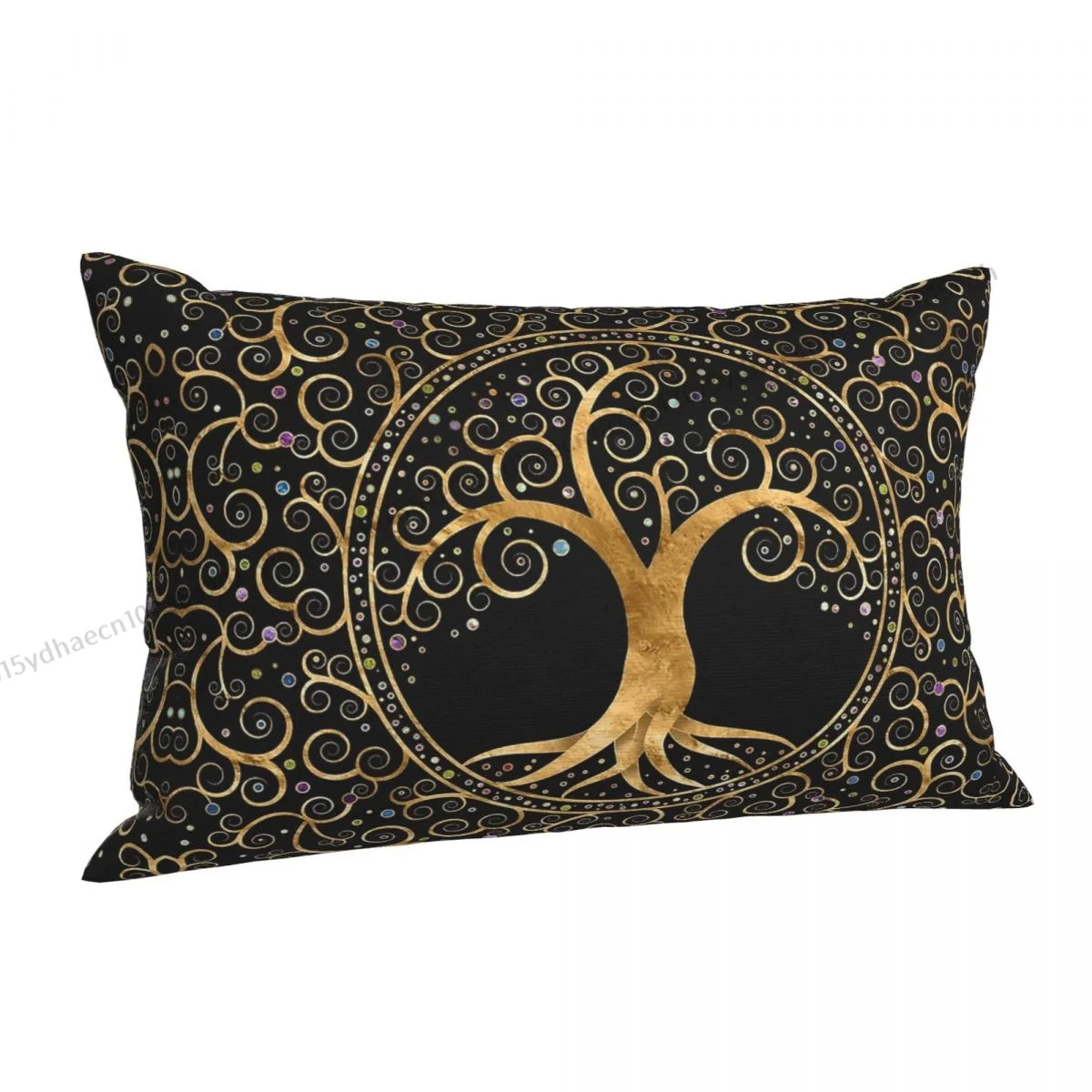 Tree Of Life Golden Spiral And Gemstones Pillow Case Viking Cushion Covers Home Sofa Chair Decorative Backpack Covers