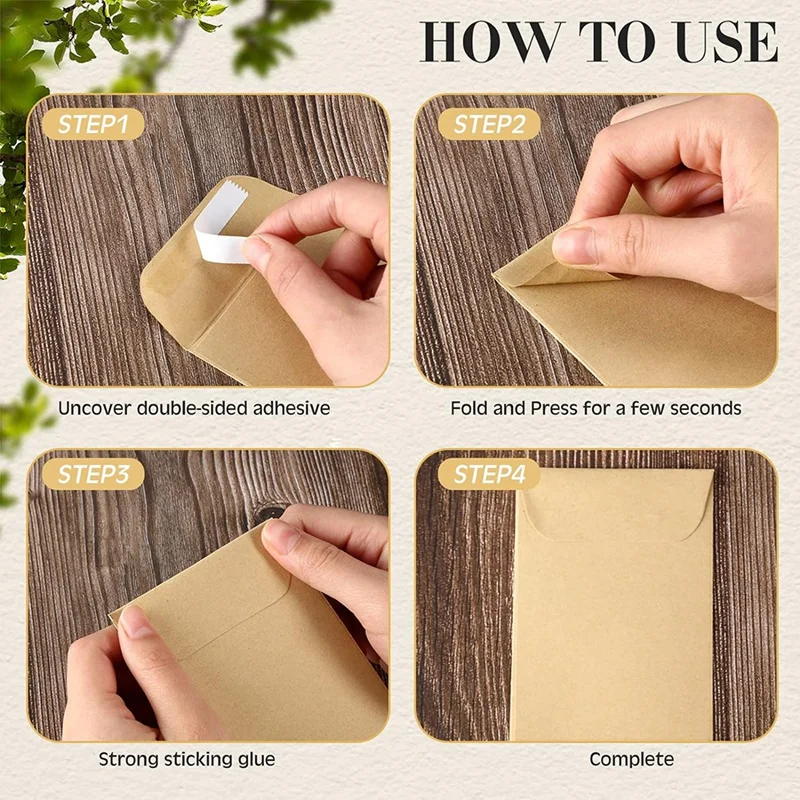 100Pcs Seed Envelopes 3.1X4.7 Inch, Seed Envelopes Brown Paper Seed Packets Envelopes For Storage Vegetable Preprinted Designs