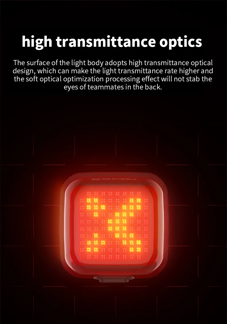 XOSS Nebula Intelligent Emoji Bicycle Tail Light Brake Sensing Night Riding Taillight Auto Start-Stop IPX7 Waterproof Tail Light