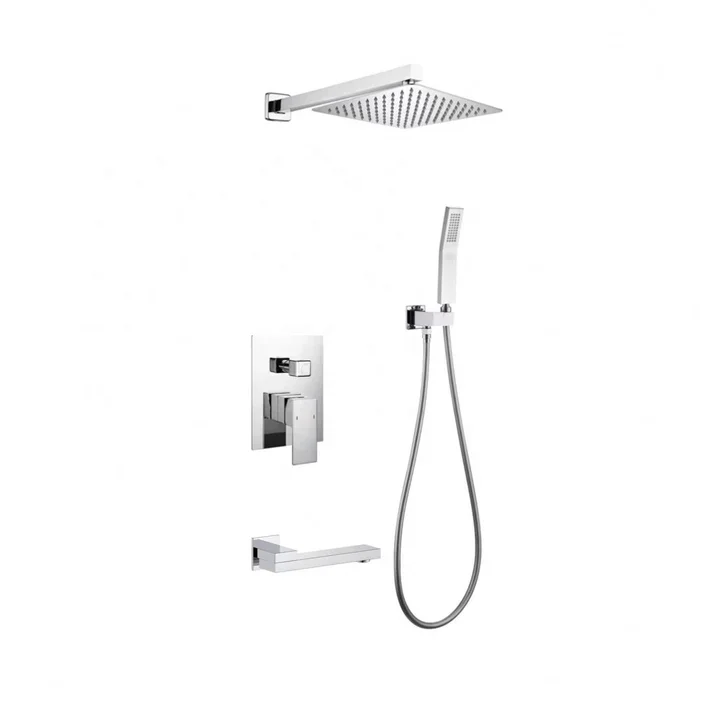 

High Quality Classic Hidden Design Wall-Mounted Shower Mixer Set Brushed Nickel Rain Shower Head Faucet Chrome Finish Made Brass