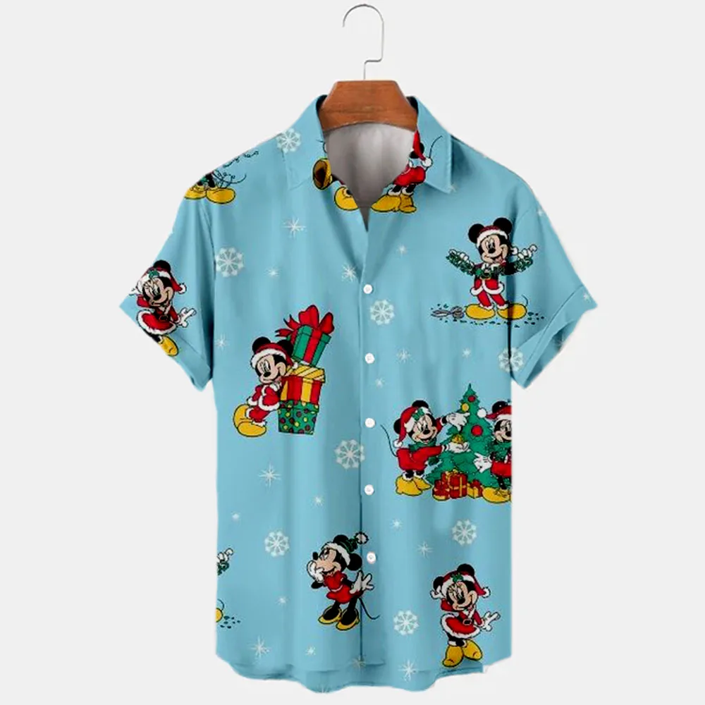 

Disney Mickey Mouse Christmas Hawaiian Shirts Men Women Casual Beach Shirt Disney Hawaiian Shirt Short Sleeve Button Up Shirt