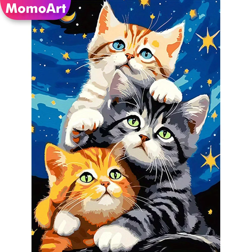 Momoart 5D DIY Elmas Boyama Kedi Hayvan Akrilik Zanaat Malzemeleri Elmas Mozaik Yeni Varış Nakış Çocuk Hobi