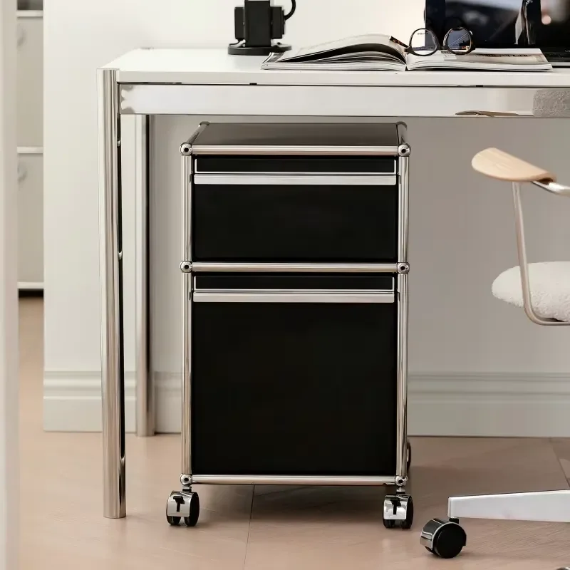 Movable File Cabinet Trolley Modern Design Metal Storage Cabinet Nightstand Sofa Side Table for Living Room Bedroom Home