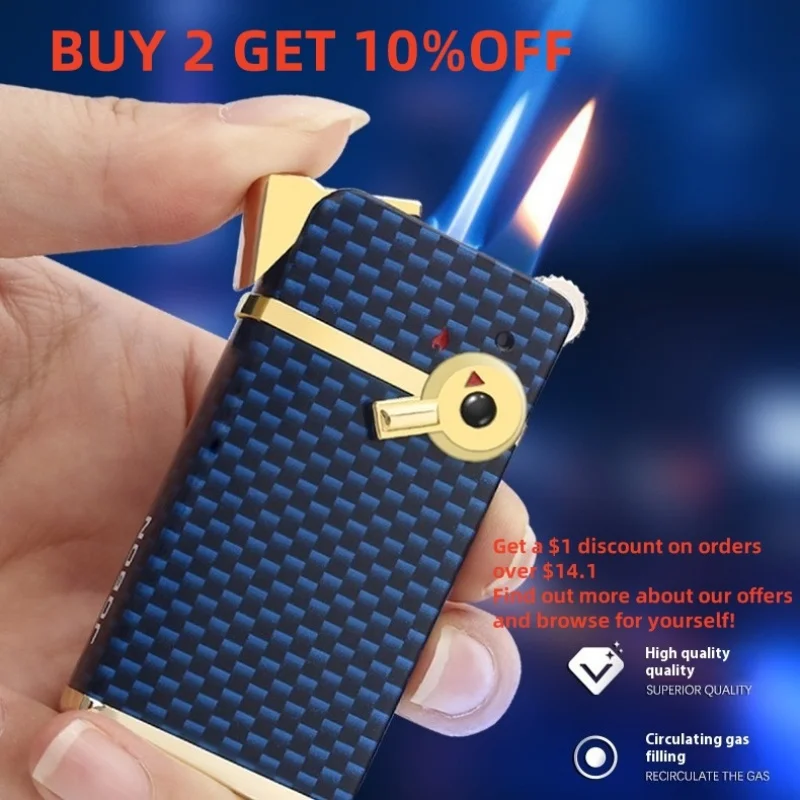 New Zhong Bang Double Flame Deformation Wheel Lighter Metal Cigar Inflatable Windproof Lighter Smoking Men Exquisite Gift