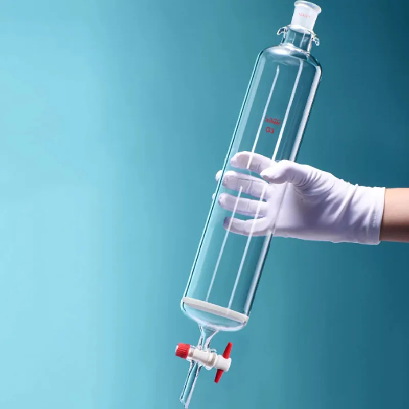 Thick wall chromatography column PTFE glass piston analytical chromatography adsorption filtration instrument high borosilicate