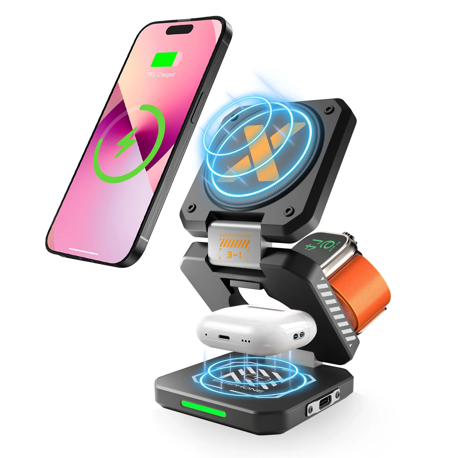 

Qi2 magnetic wireless charging three-in-one mobile phone wireless charging folding wireless charging