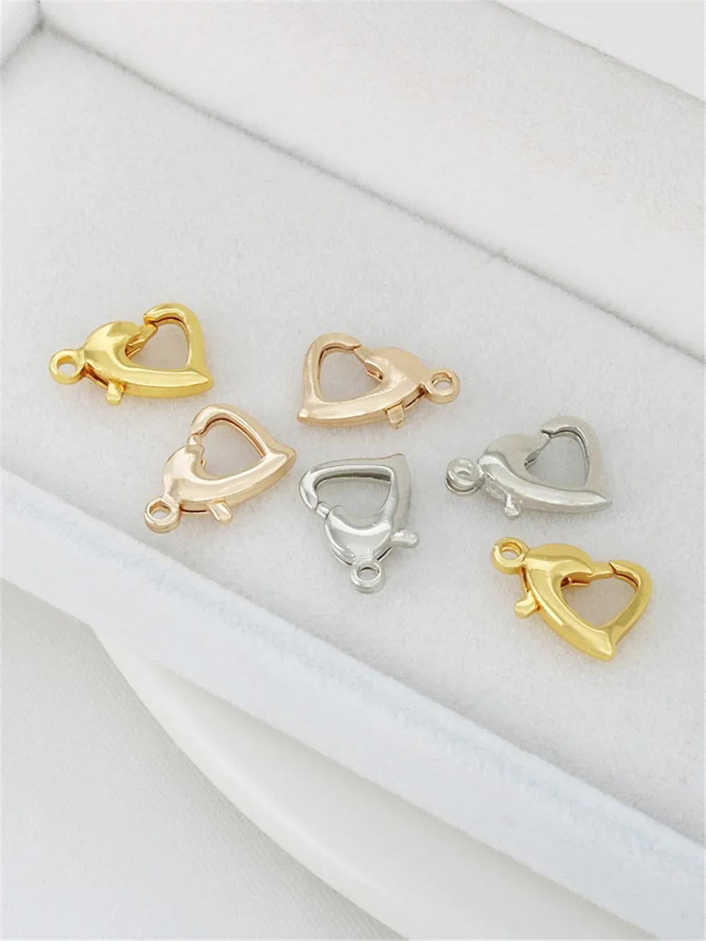 14K Gold Color Peach Heart Love Spring Buckle Lobster Buckle DIY Bracelet Necklace Ending Connection Buckle Jewelry Accessories