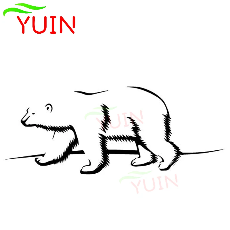 YUIN Cute Polar Bear Cartoon Applique Fashion Body Decoration PVC Waterproof Sunscreen Car Sticker Black/White/Red/Laser/Silver