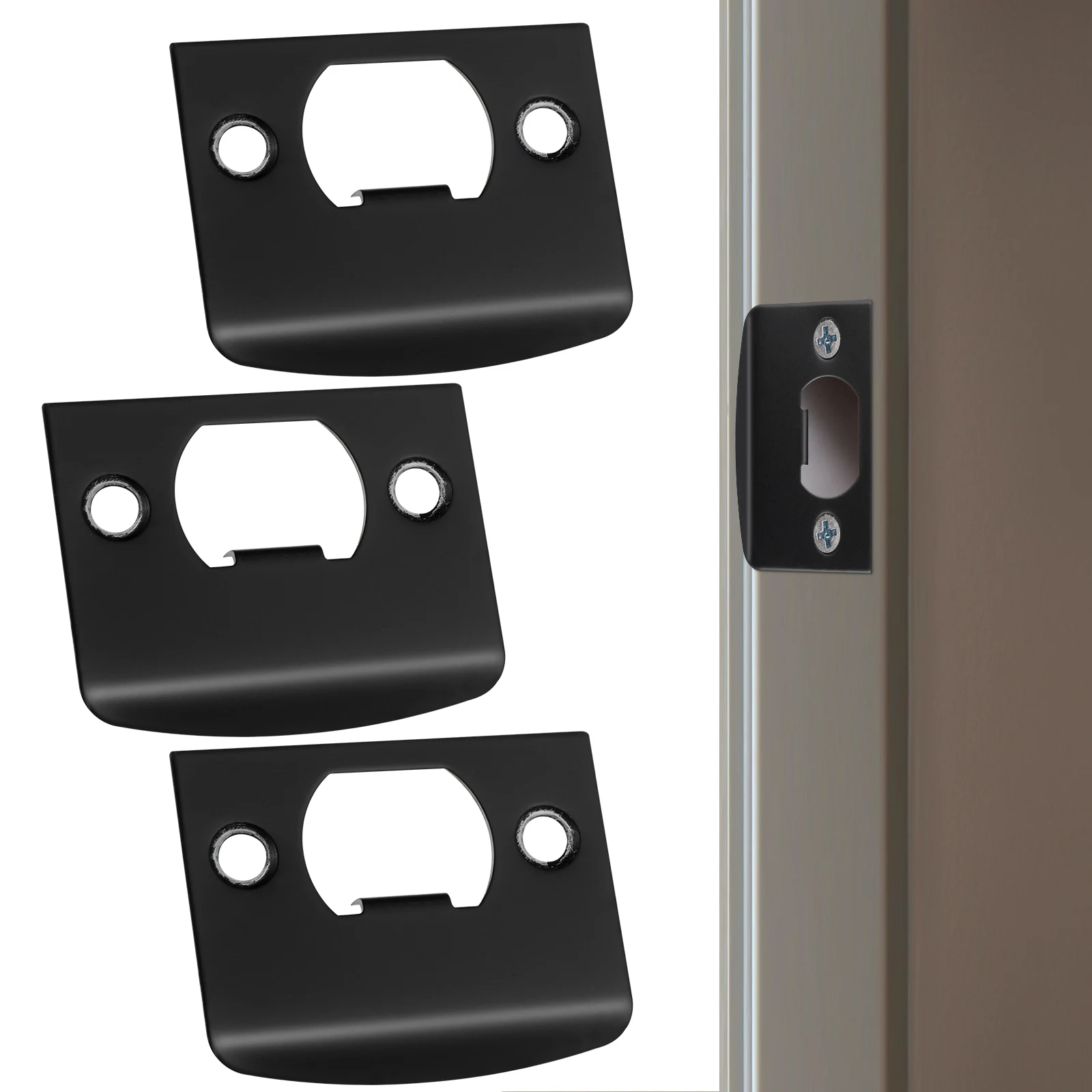 

4pcs Door Strike Plate Stainless Steel Deadbolt Reinforcement Kit Filler Covers Compatible Doors Knob Installation Hardware