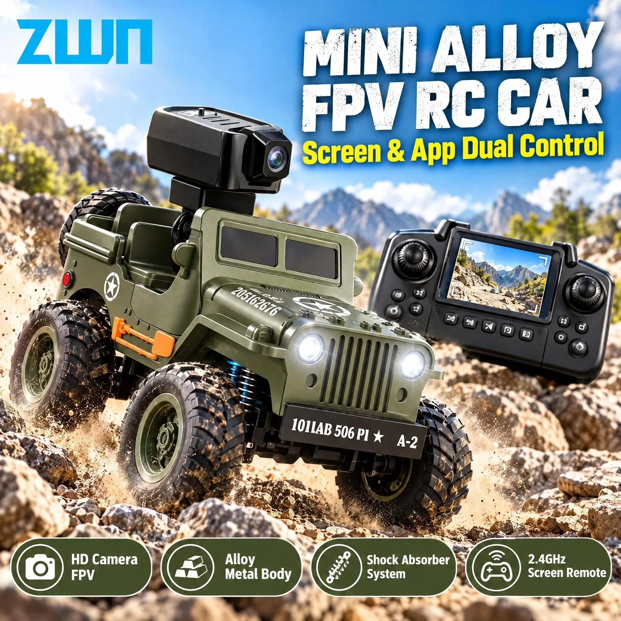 Q246 PRO 2.4G Alloy Mini RC Car With Camera Willis Simulation Model Desktop Remote Control Crawler Off-road Vehicle Toy For Gift