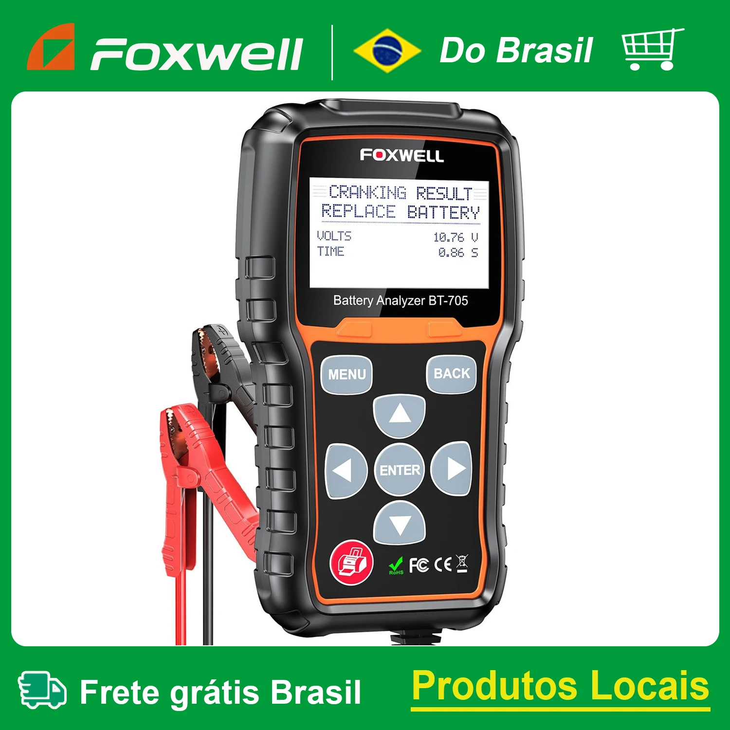 Foxwell BT705 12V 24V Car Battery Tester Vehicle Cranking Charging Scanner Automotive Diagnostic Battery Measurement Analyzer