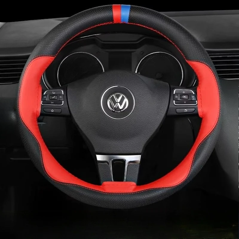 

Чехол на руль ручной работы, подходит для Volkswagen VW Jetta/Tiguan/Caddy IV 2015-2024, D-образный руль.