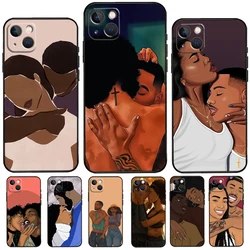 Afro Black Couple Kiss Case Cover For iPhone 13 Pro 11 14 Pro Max XS X XR 7 8 Plus SE2 12 13 Mini Back Phone Case