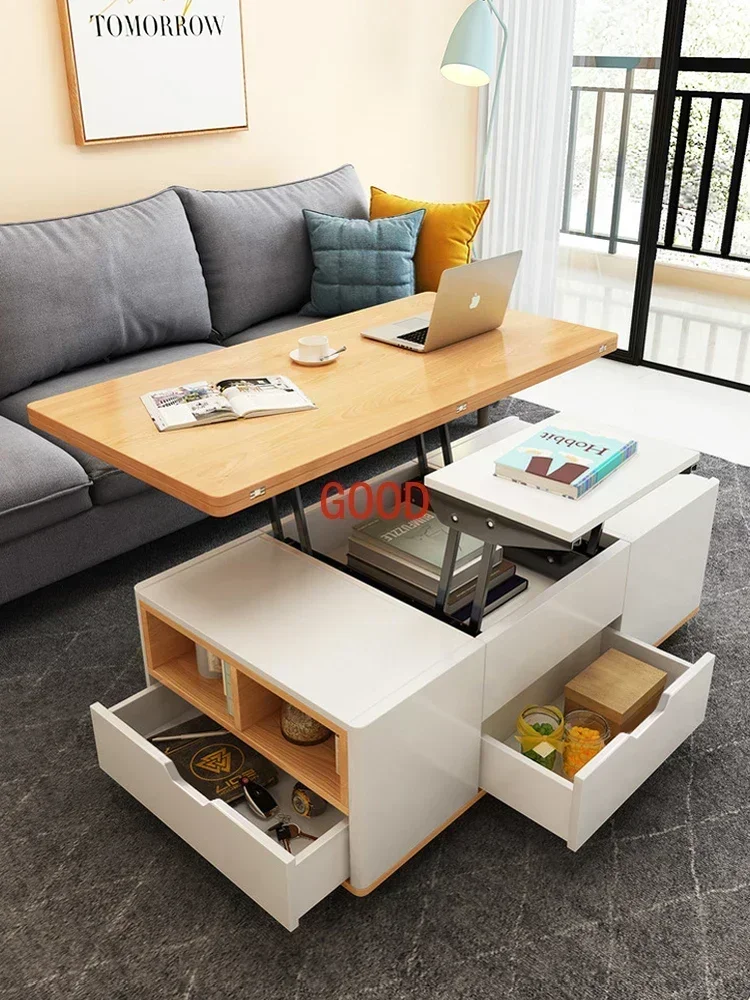 TAO TAONordic movable lifting coffee table becomes dining table dual-purpose integrated two-in-one