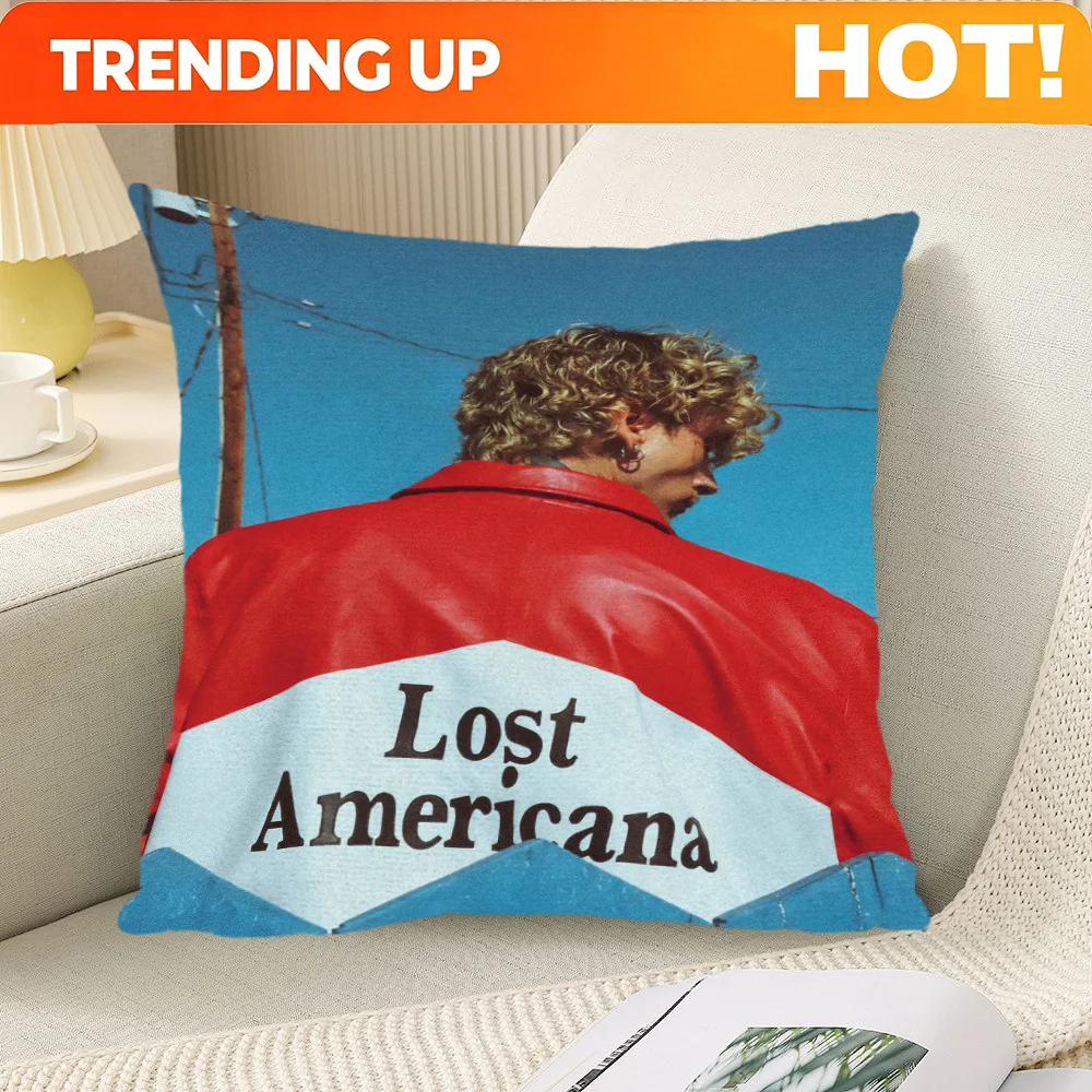 Customize 1pc of a Lost Americana Music Album Pattern Pillowcase, Soft And Skin-Friendly Sofa Cushion Cover, Suitable for All Se