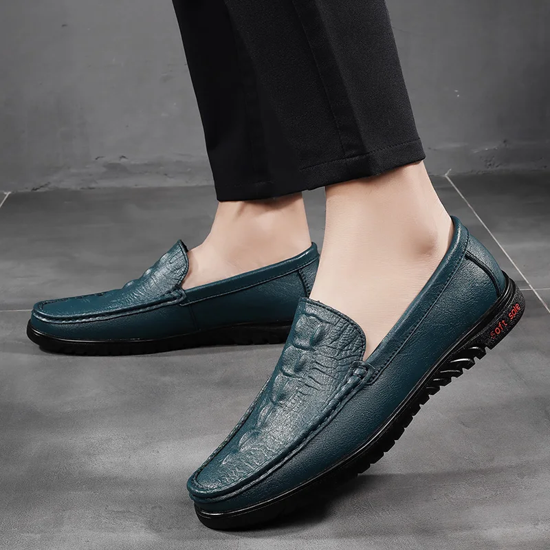 

Модные мужские лоферы с узором аллигатора, легкая обувь из спилка ручной работы, нескользящая носимая повседневная обувь для деловых поездок