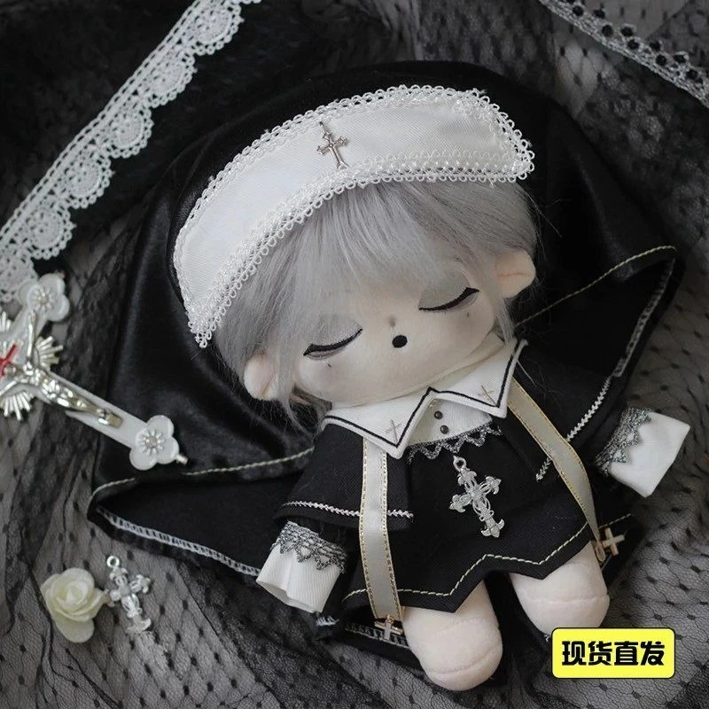 

Cotton doll clothes 20cm original 'Night Prayer' clothes for male and female dolls,dark nun style, normal body type, educational