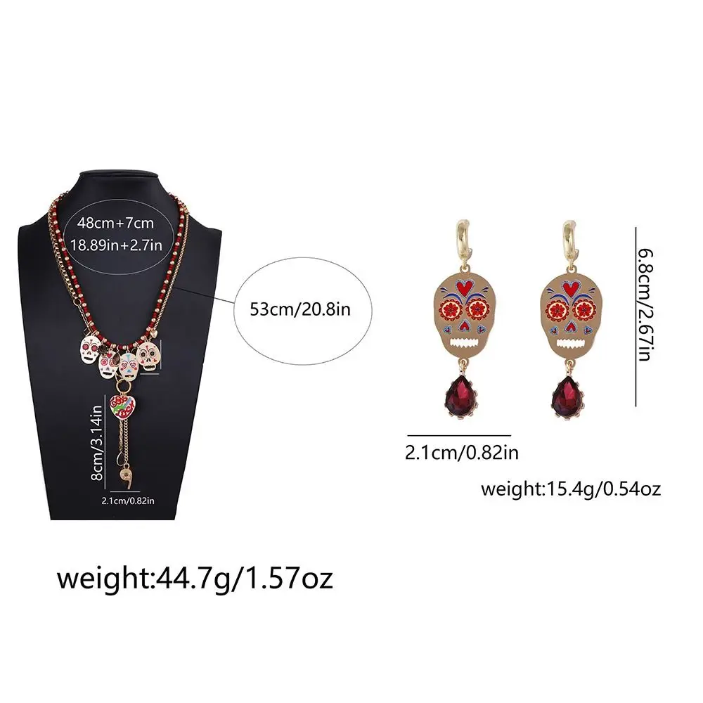 Панк-индивидуальный металлический кулон с черепом, ожерелье, литературный комплект ювелирных изделий, цепочка на ключицу, трендовые модные винтажные серьги на Хэллоуин