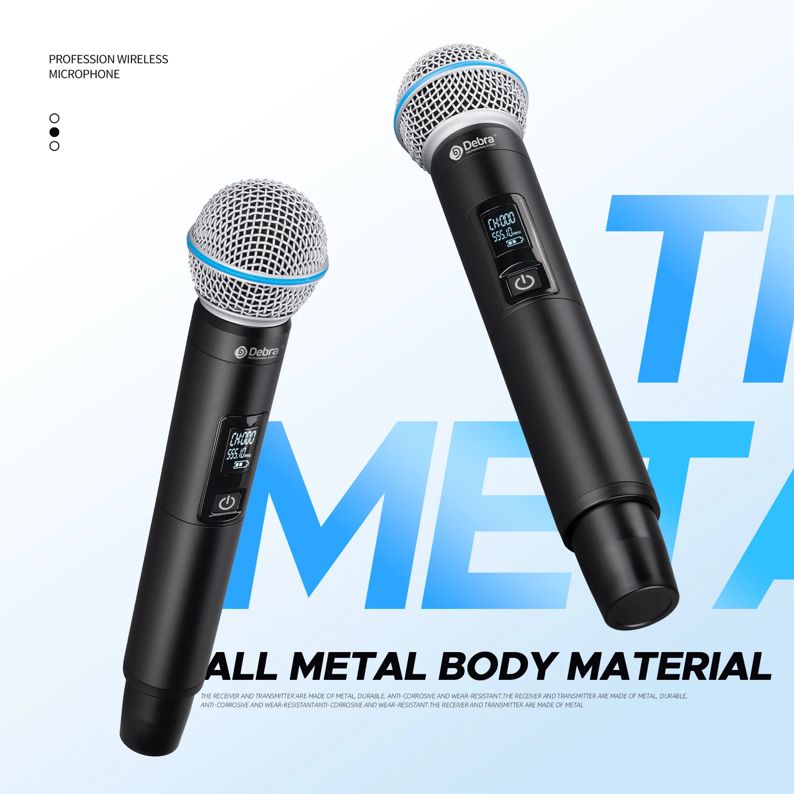 UHF สี่เสาอากาศ 2 ช่อง True Diversity ระบบไมโครโฟนไร้สาย 500-580 MHZ 150 m/490ft ช่วง 6.5 มม. เอาต์พุตผสม & XLR Out